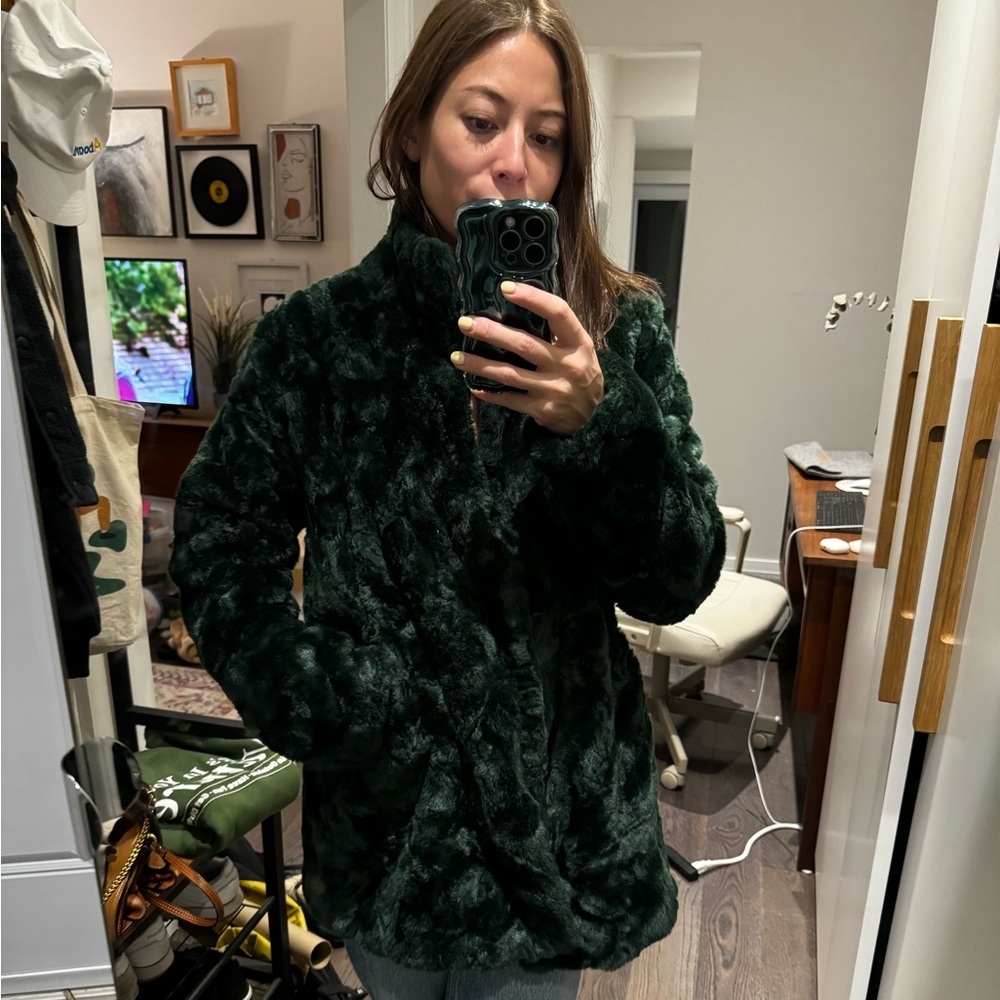 Tiger of Sweden emerald green faux fur coat
